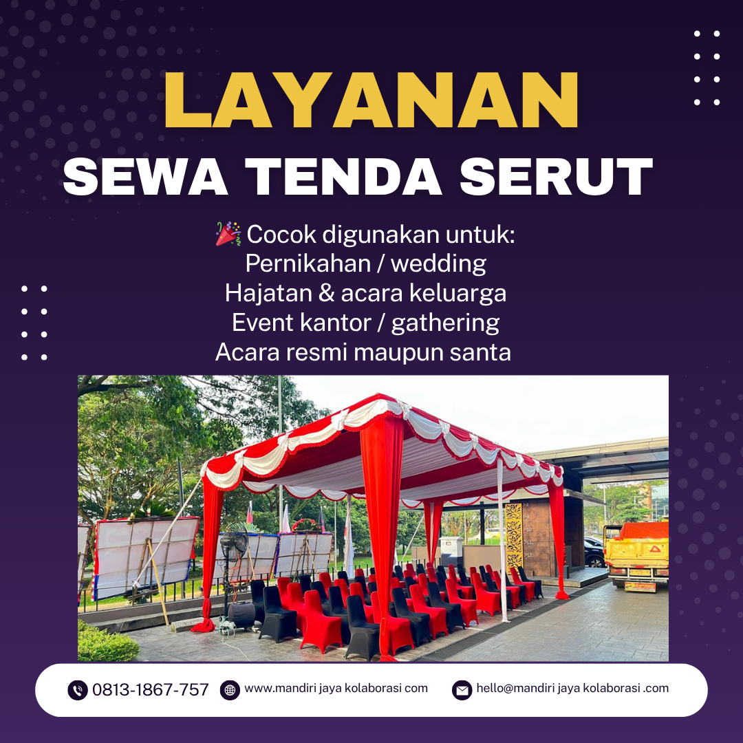 Jasa Sewa Tenda Sisir Serut Dijakarta selatan ungu dan kuning modern layanan fisioterapi kiriman facebook (1)