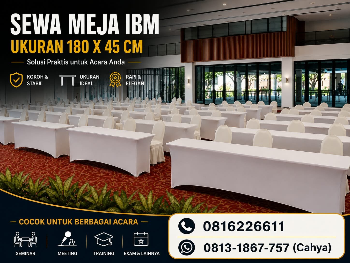 Jasa Sewa Meja IBM 180x45 untuk Berbagai Kebutuhan Acara whatsapp image 2026 08 29 at 09.32.31